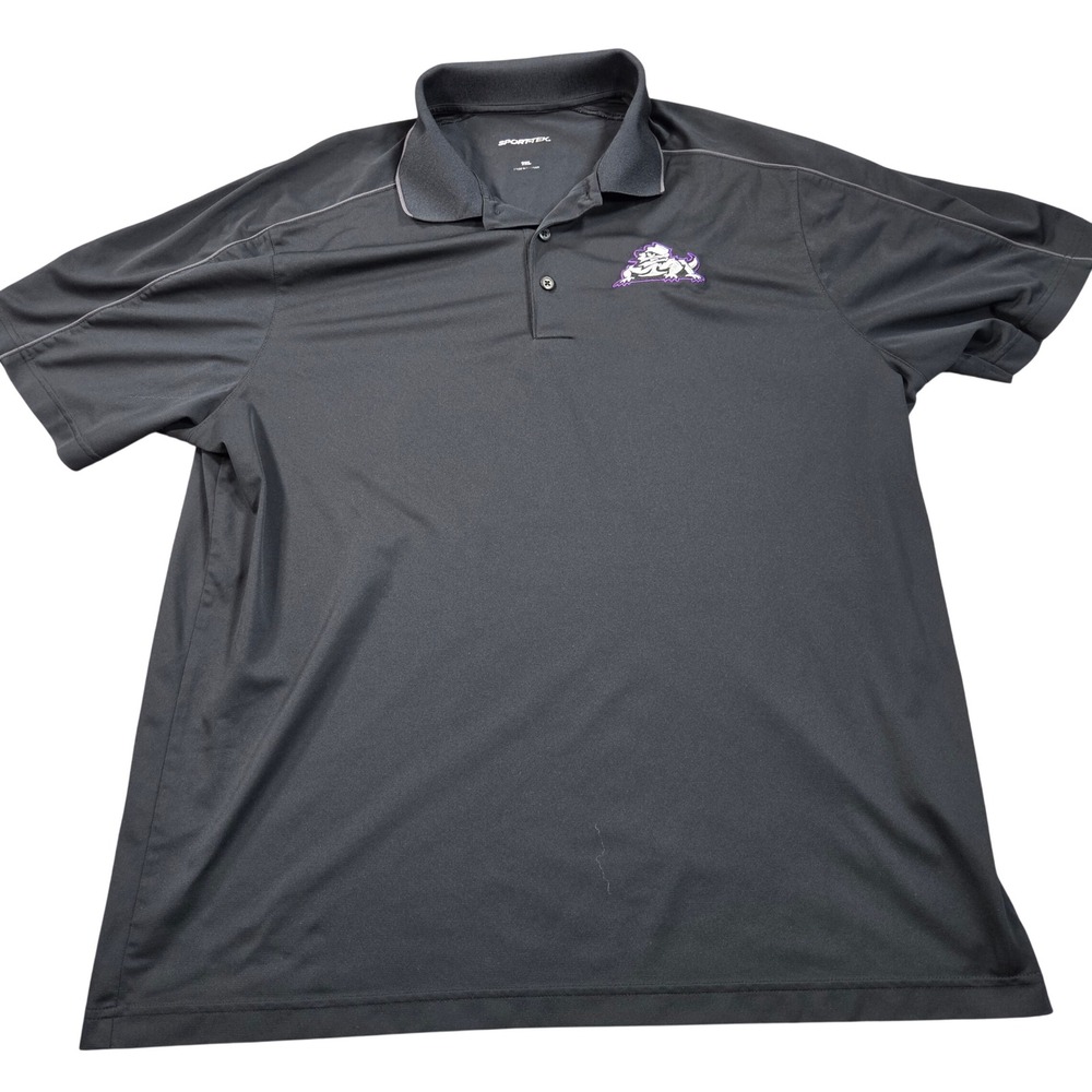 TCU Horned Frogs Polo Shirt Mens 2XL Black Performance Golf Top Sport-Tek